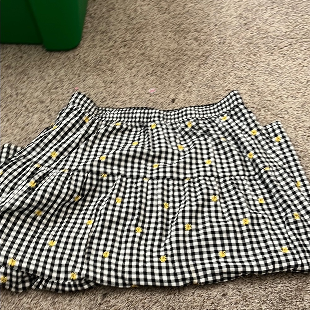 Gingham Checkered Skirt with Yellow Accents